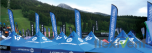 Werbematerial - Beachflag Faltzelt Blau Gebirge
